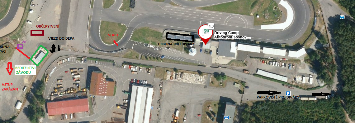 ZAV Autodrom Sosnová II – informace pro diváky a media a informace o depu